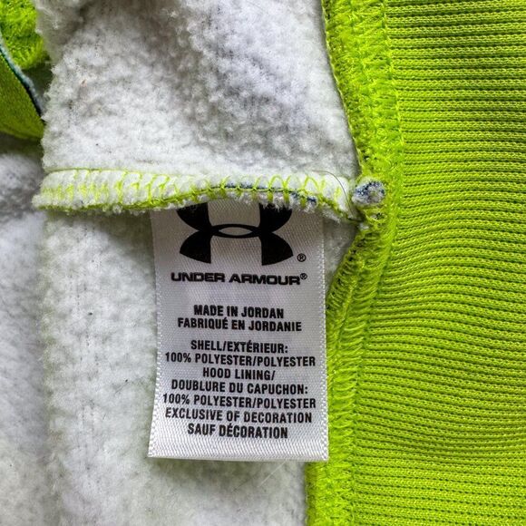 Under Armour Hoodie Mens Small Green Stripe Pullover Sweatshirt Outdoor Athletic - Picture 10 of 15